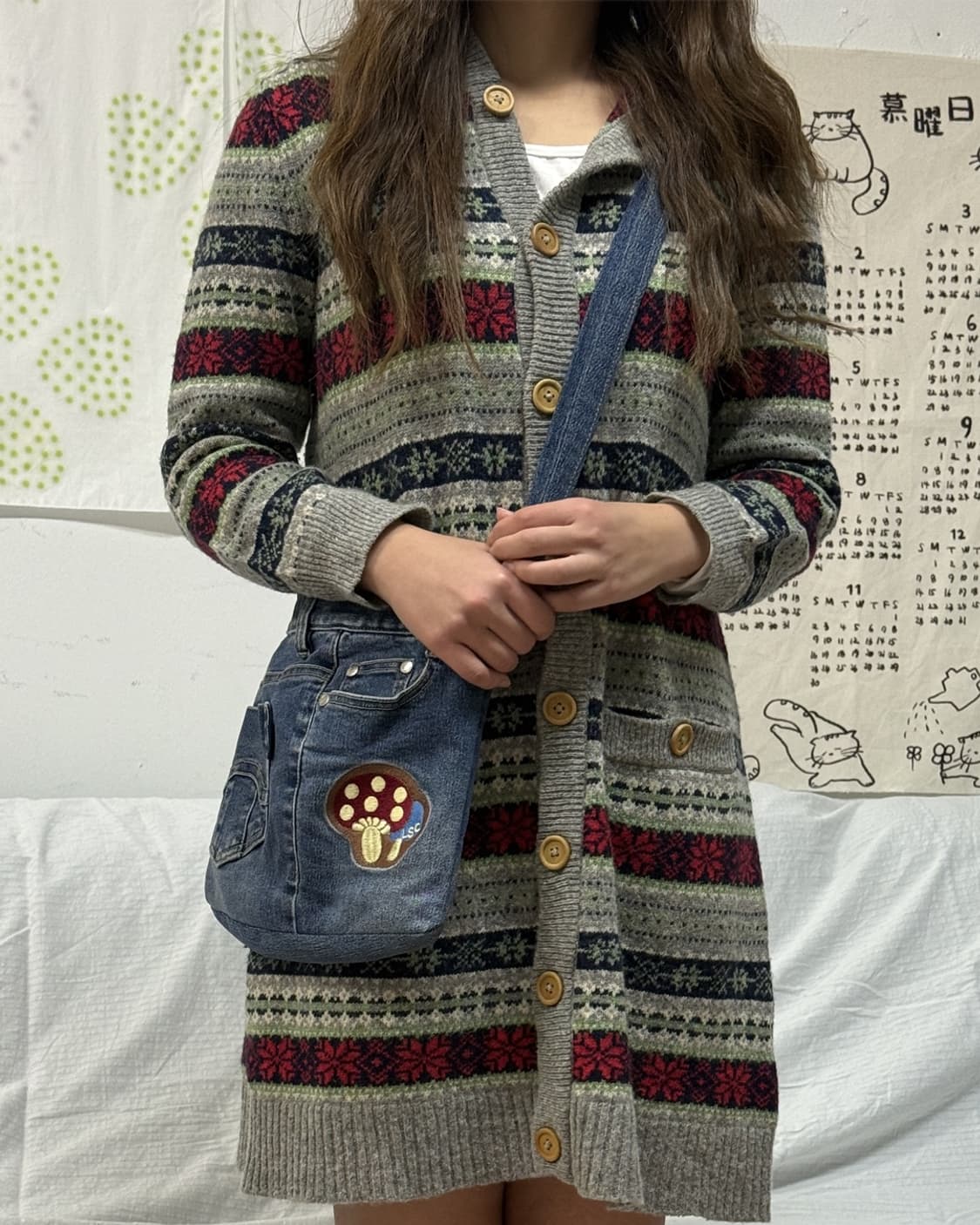 눈꽃 플레이크 후드 가디건 상품이미지1