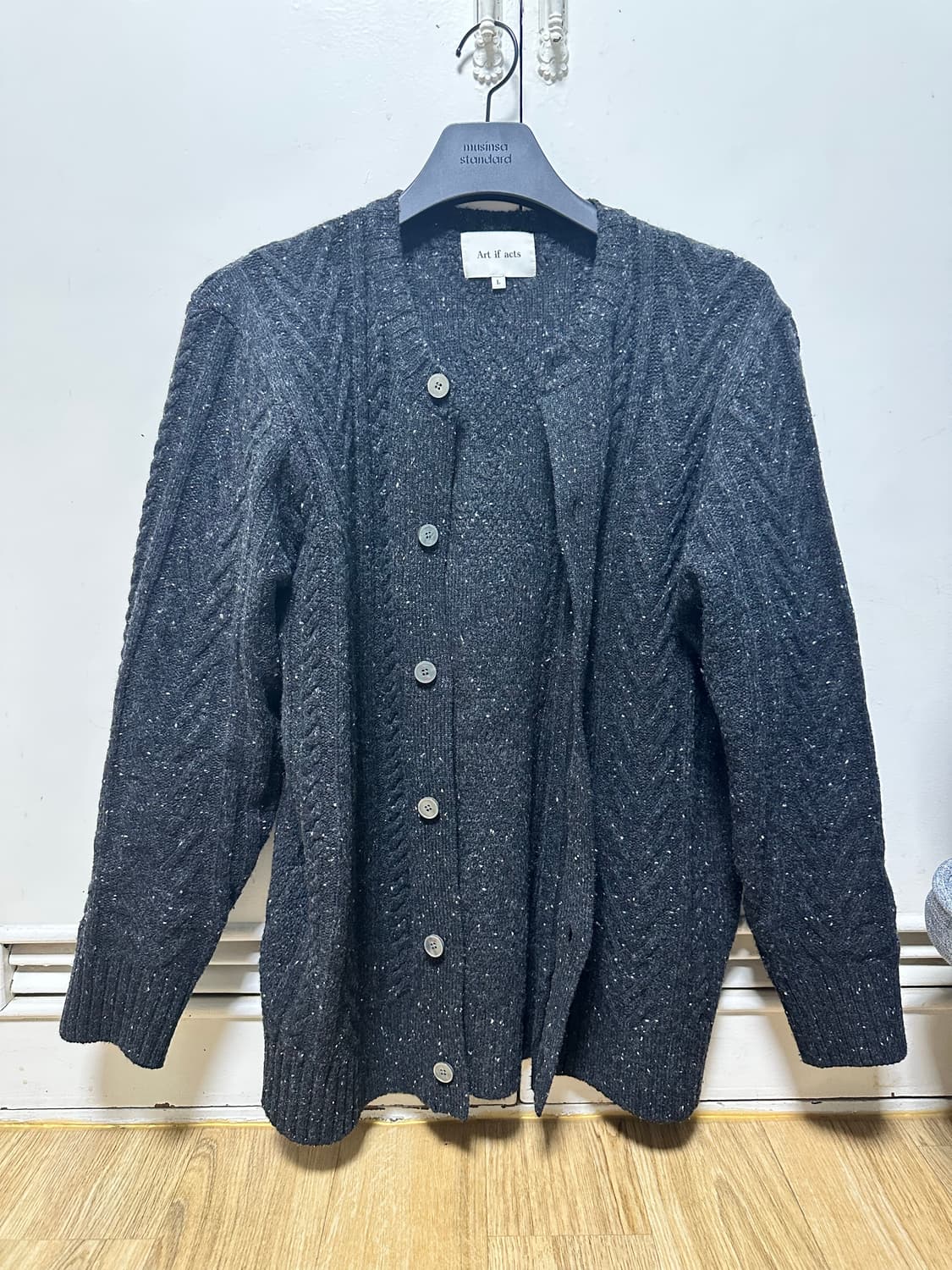 아트이프액츠 피셔맨 케이블 가디건 초코차콜 L 상품이미지3