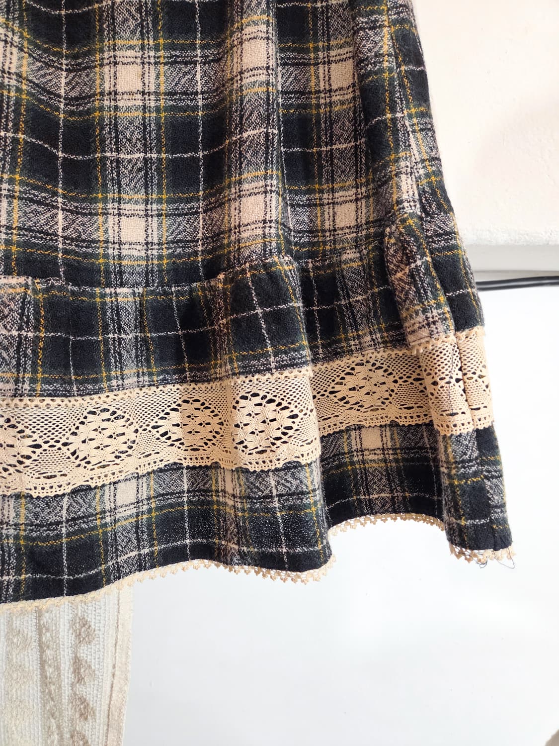 울 체크 미디 스커트 상품이미지3