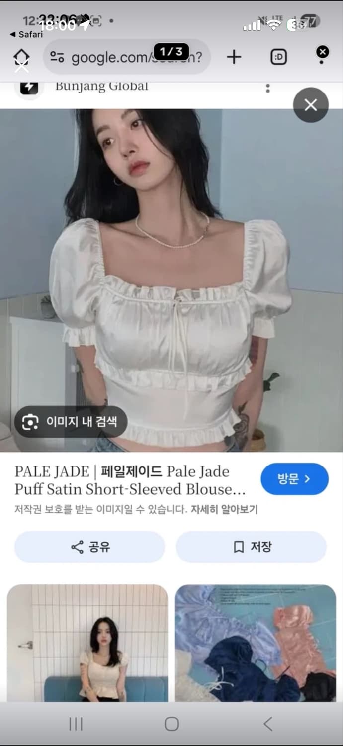 페일제일드 반팔 실크 블라우스 상품이미지3
