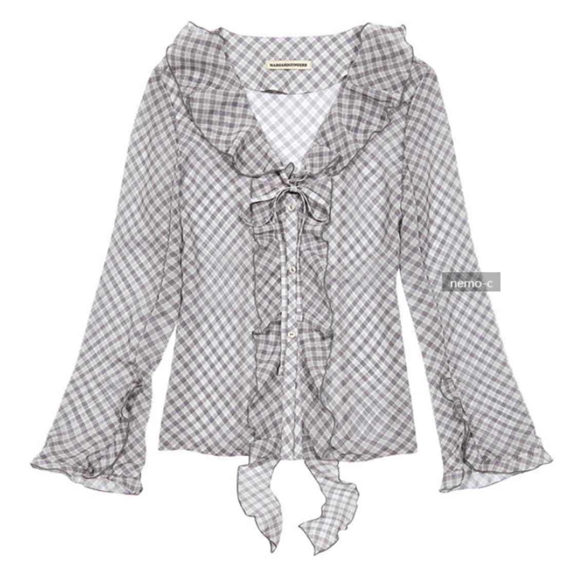 마가린핑거스 체크 러플 블라우스 새상품 택o 다비치 이해리 착용 상품이미지1