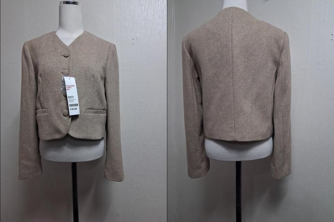 8세컨즈 베이지 크롭울쟈켓 새옷상태 44사이즈XS
 상품이미지3