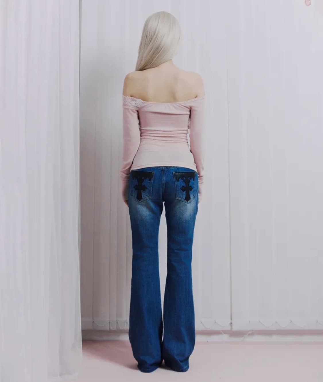 [택달린 새상품]일리오 핑크 레이스 오프숄더 롱슬리브발레코어히메갸루페어리 상품이미지3