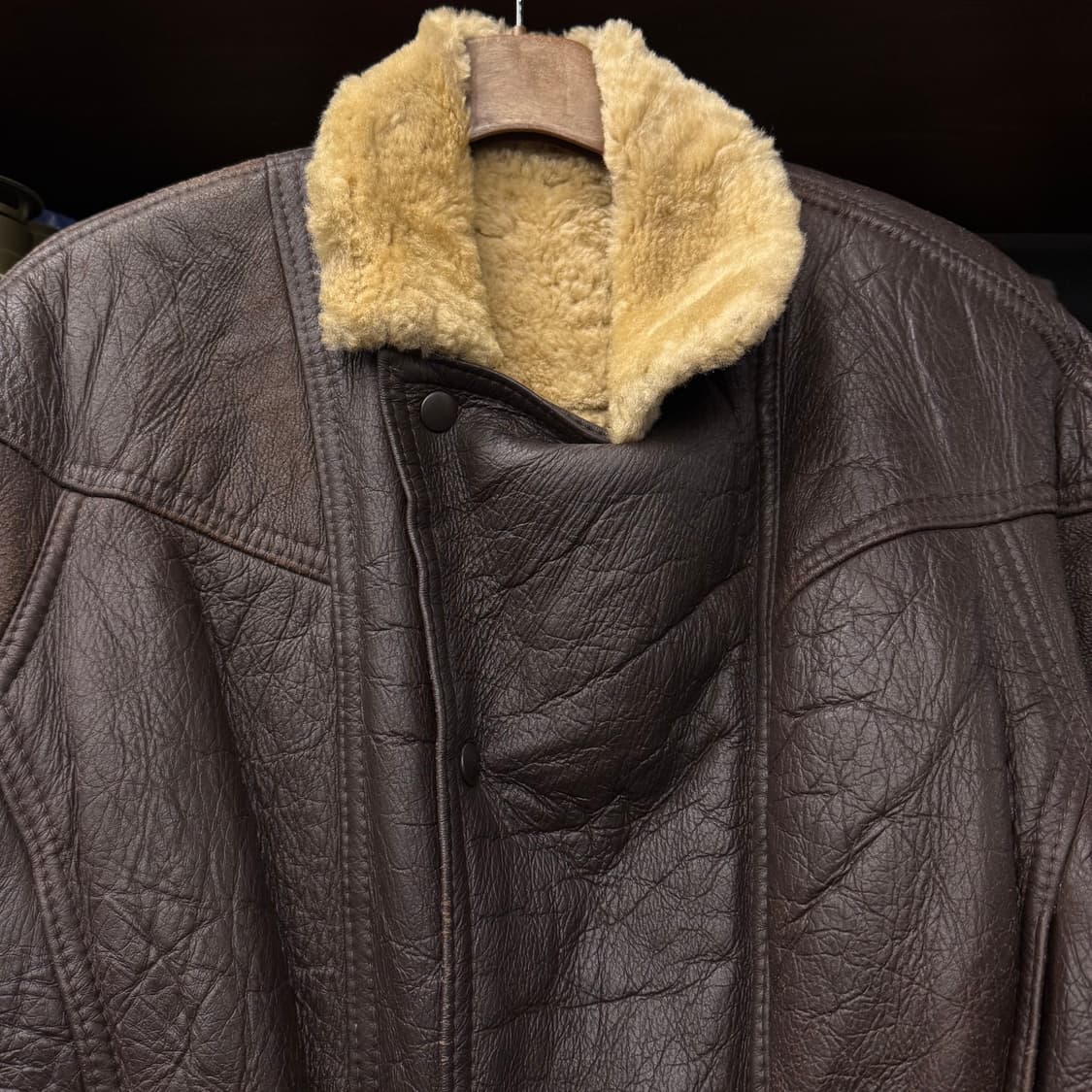 80s Made England 리얼 양 가죽 레더 빈티지 무스탕 N137 상품이미지3