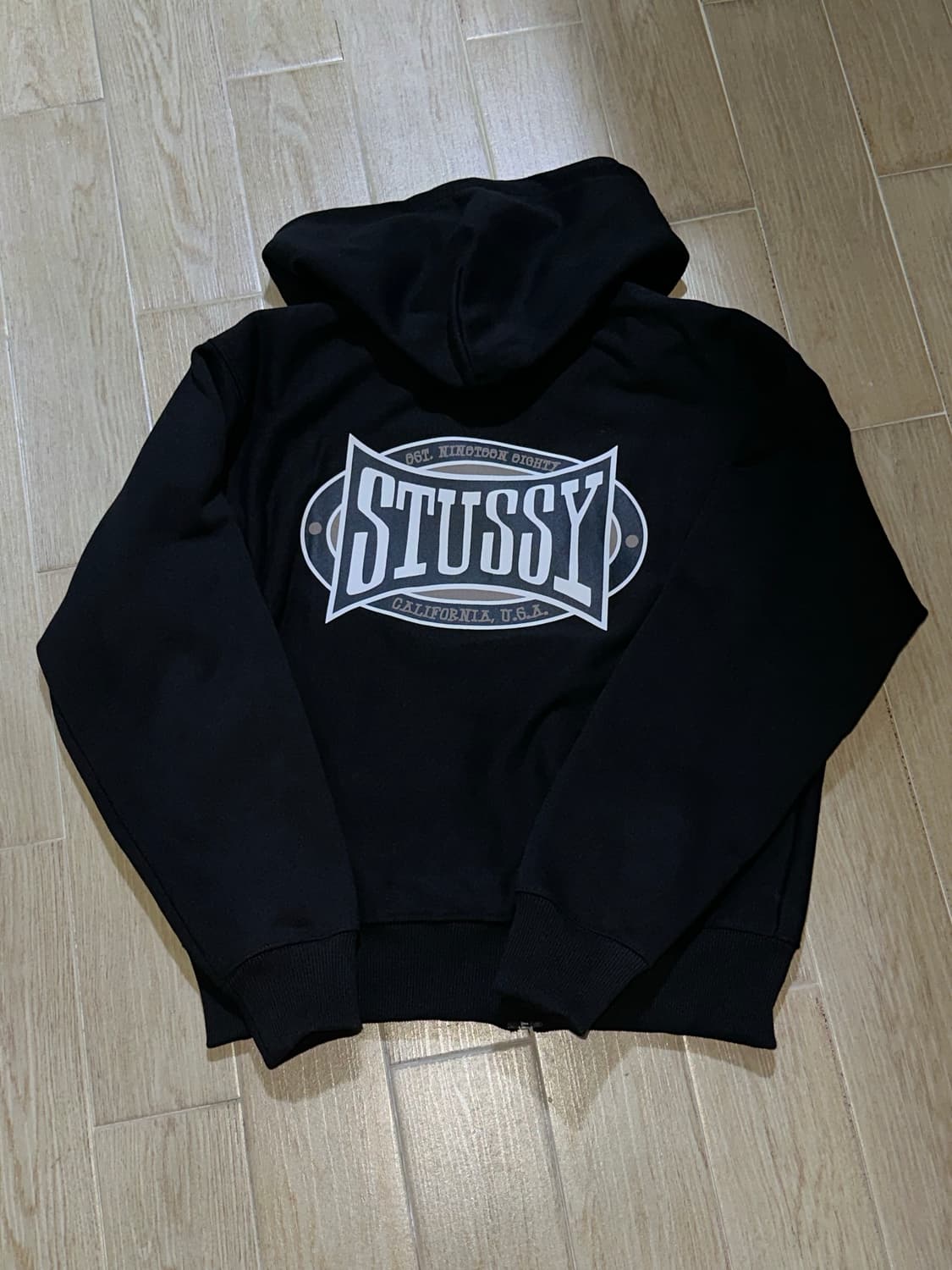 스투시 챔피온 오벌 집 후디 후드집업 블랙 상품이미지2