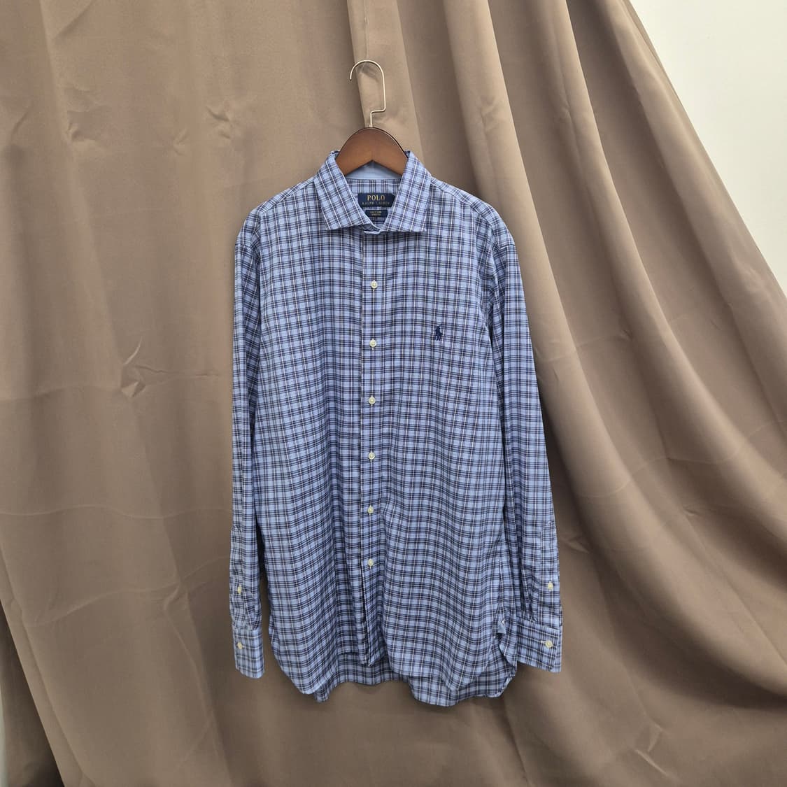 폴로 랄프로렌 이지 케어 스트레치 체크 셔츠 M 상품이미지1