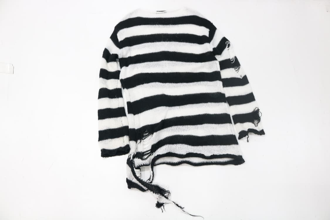 빈티지 크로스 패치 디스트로이드 스트라이프 니트 상품이미지7