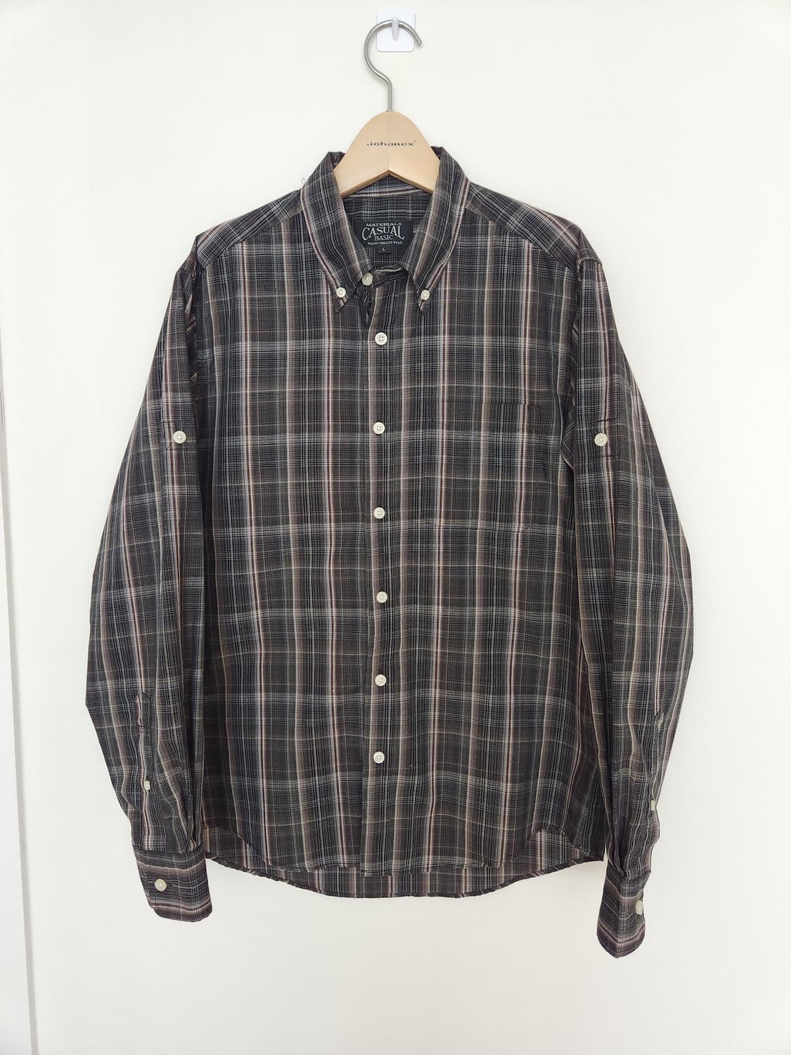 남자 일본 여름 체크 셔츠 L 상품이미지1