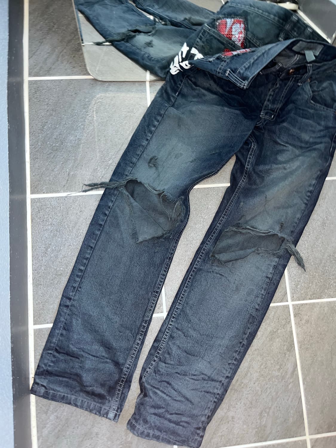 Vintage 디스트로이드 데님 팬츠 상품이미지4