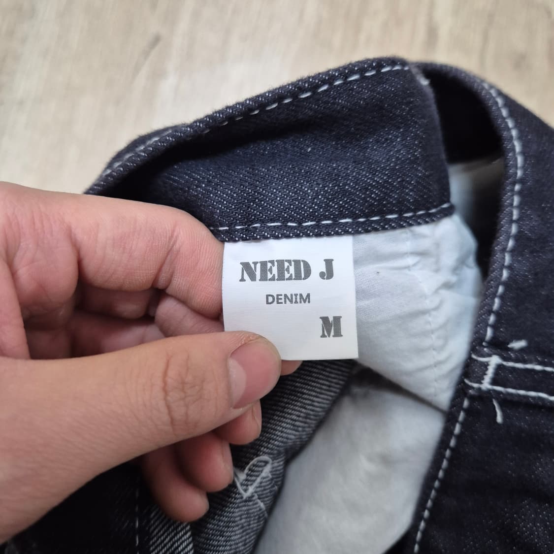 NEED J 니드제이 스티치 카고 데님 팬츠 검청바지 M(95) 상품이미지6