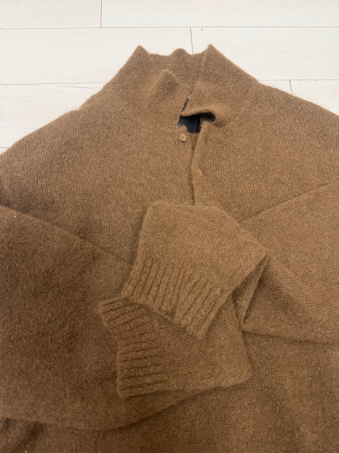 ATON 베이비 알파카 폴로 니트 카멜 브라운 2 사이즈  상태 9.5/ 상품이미지2