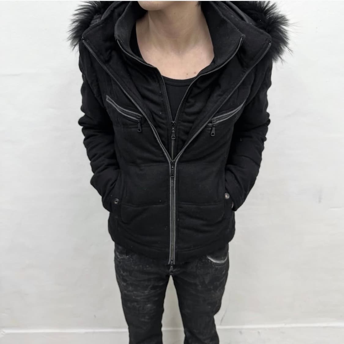 Semantic design double zip down jacket 상품이미지1