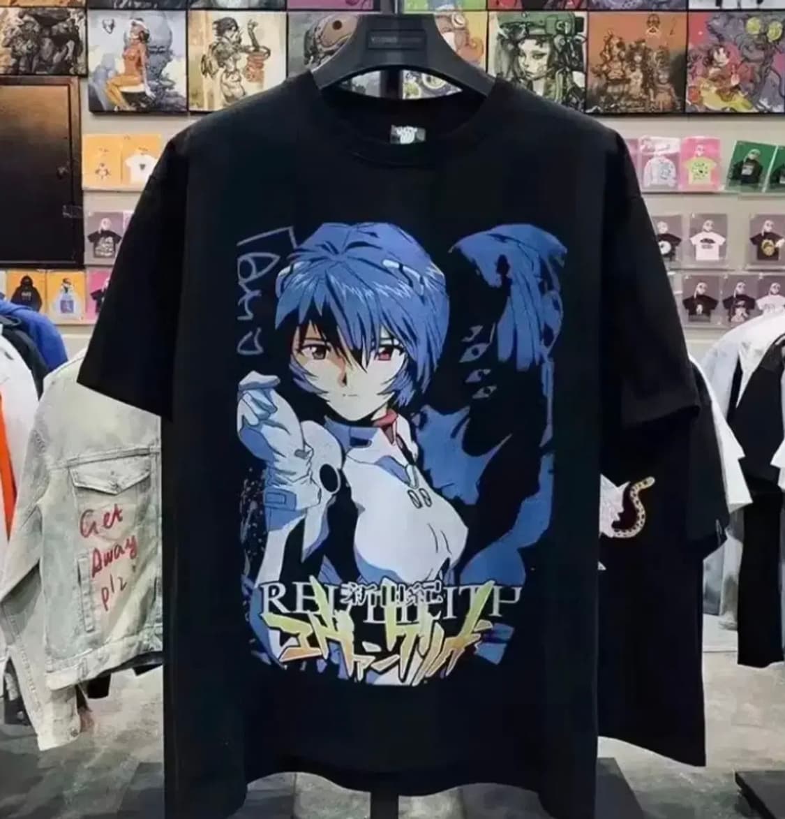 에반게리온 레이 티셔츠 반팔 애니 오타쿠 y2k 빈티지 하라주쿠 고스펑크 상품이미지1