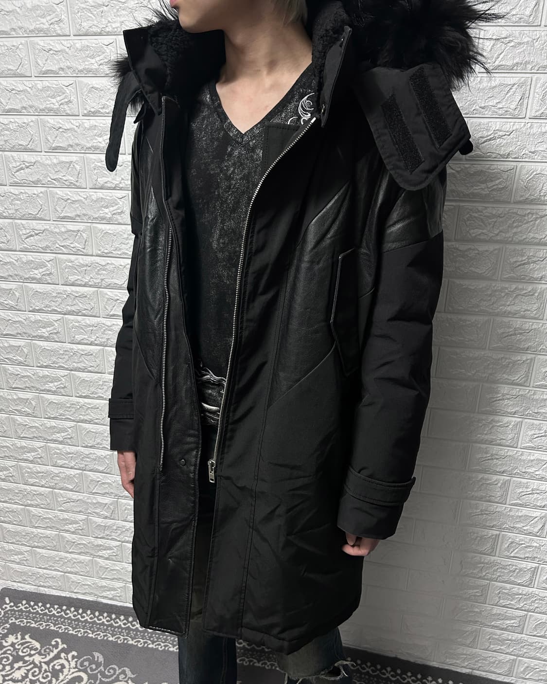 시스템 사무라이 후드 레더 패디드 자켓 상품이미지5