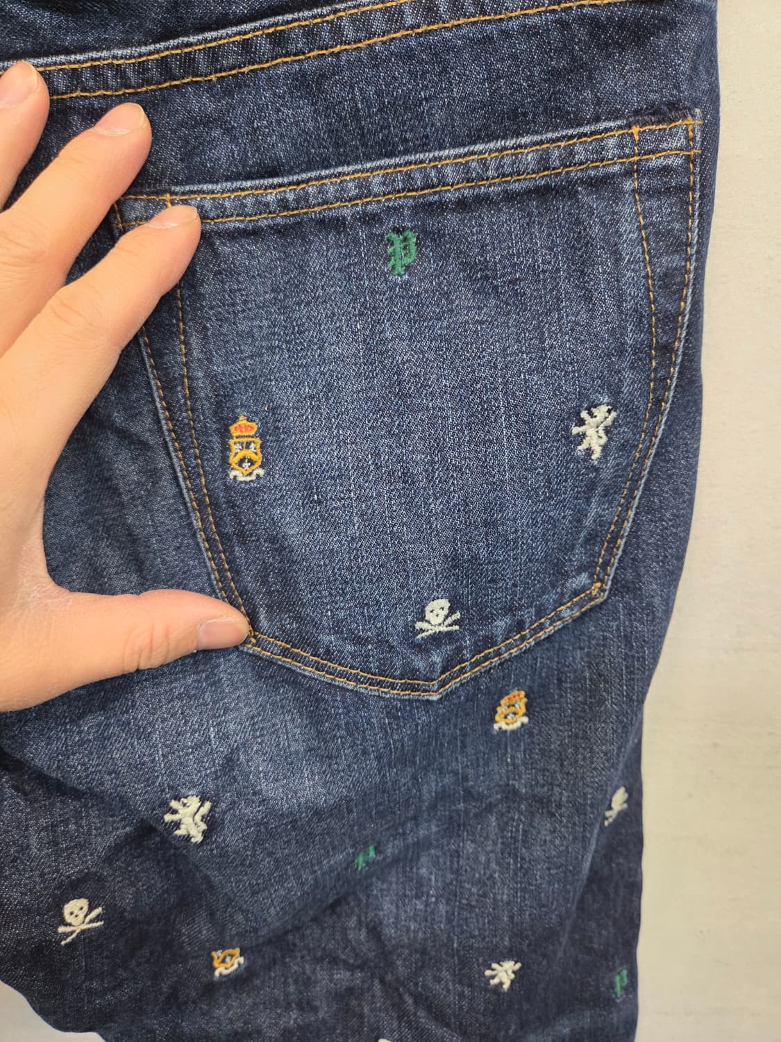 폴로랄프로렌 라이온 스컬 크라운 멀티자수로고 데님팬츠 33 상품이미지3