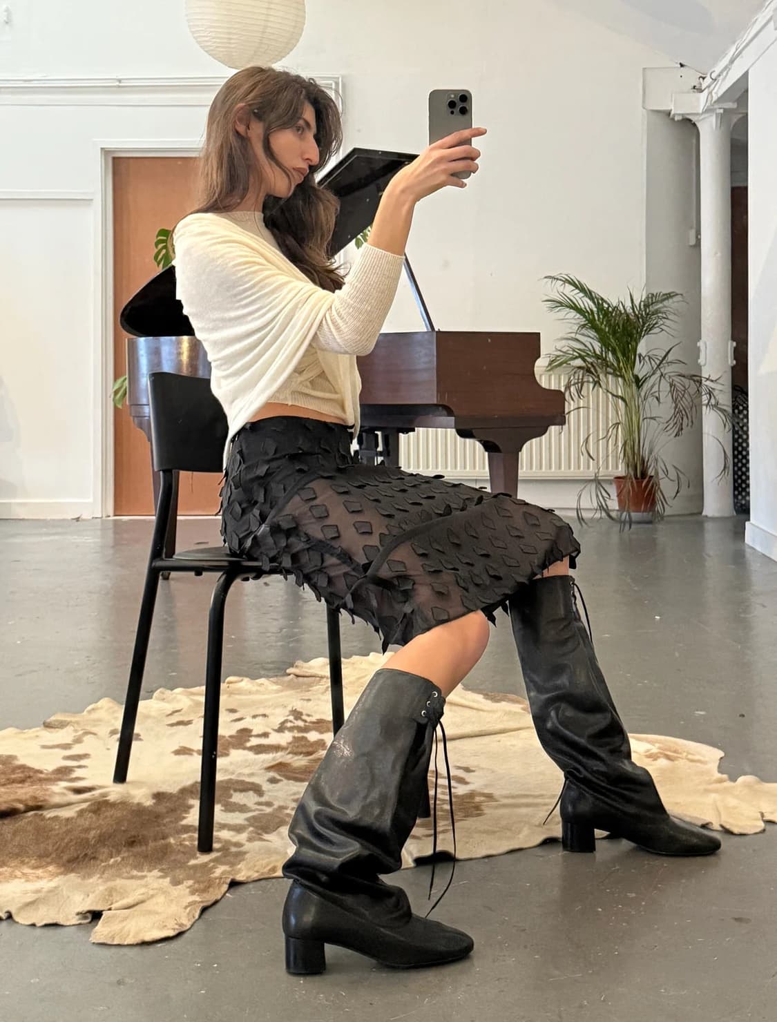 (36,38) 팔로마울 no2732 Tris 시어 미디 스커트 상품이미지2