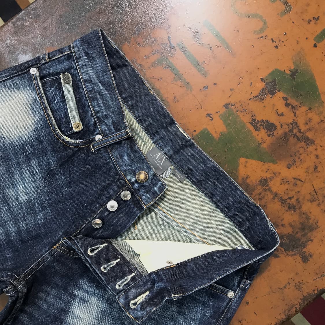 아르마니 익스체인지 진청 워시드 데님 팬츠 허리 31 32  상품이미지6