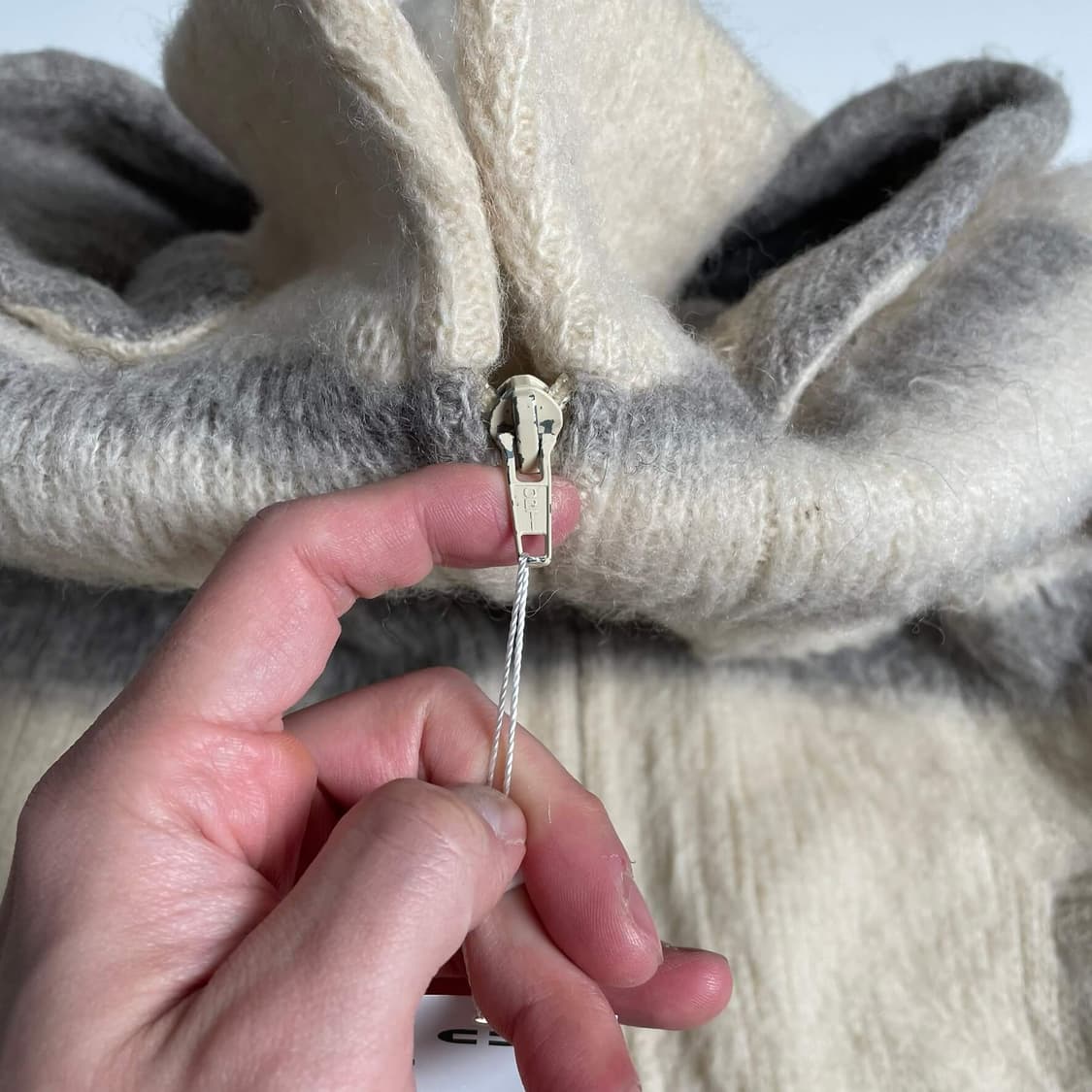 Ice scan  화이트 스트라이프 울 100 후드 집업 상품이미지7