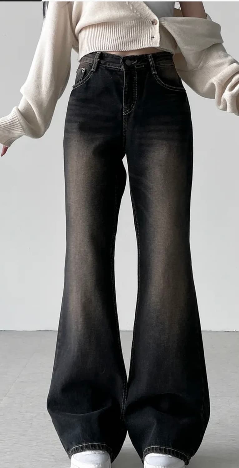 워싱 세미 와이드 부츠컷 팬츠 상품이미지1