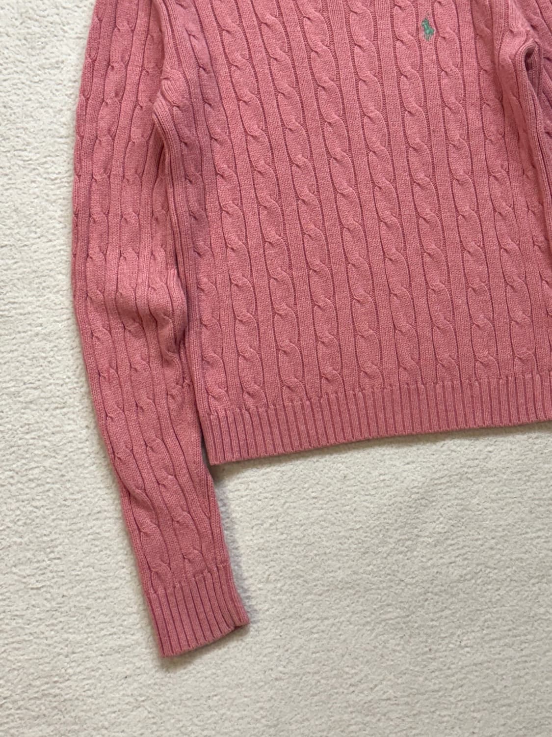 폴로 연핑크 케이블 니트 상품이미지3