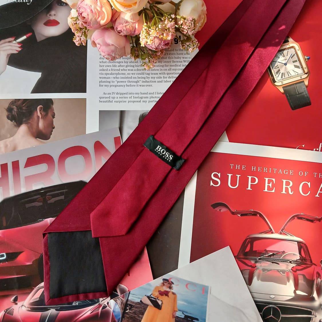 휴고보스 실크 레드 솔리드 넥타이 10cm A등급 A19410
 상품이미지6