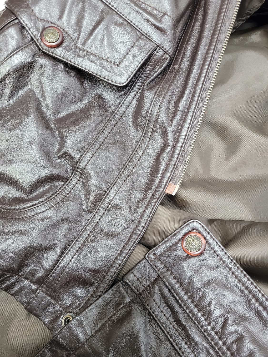 NEXO 빈티지 소가죽 헌팅 자켓 / 남 105 브라운 
 상품이미지6