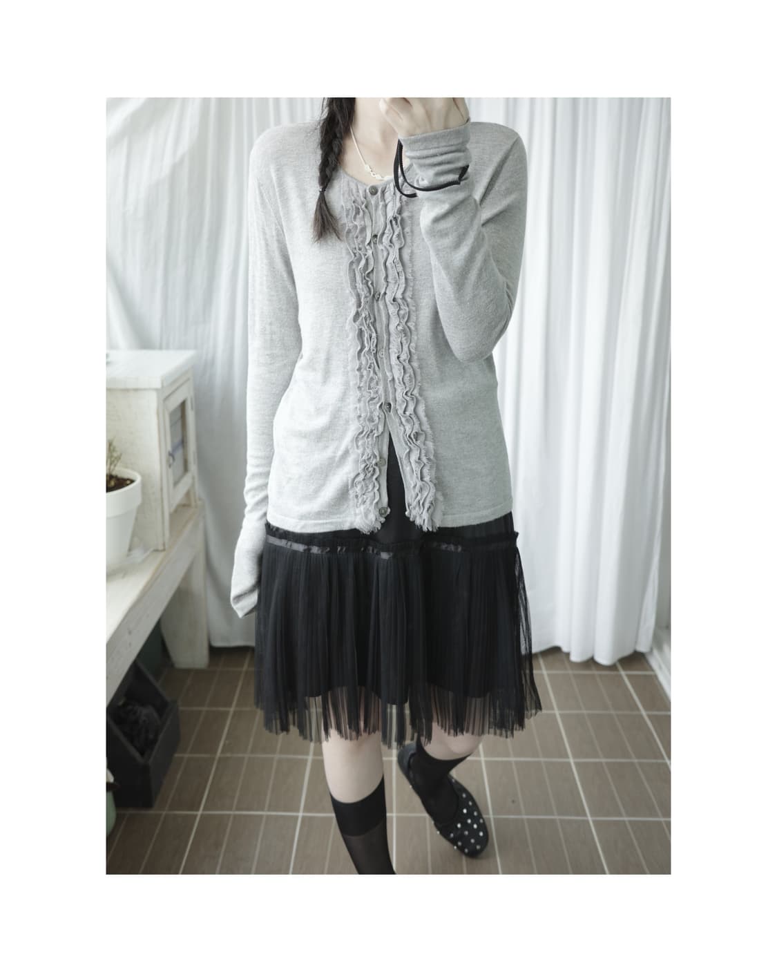natural beauty grey cardigan 상품이미지2