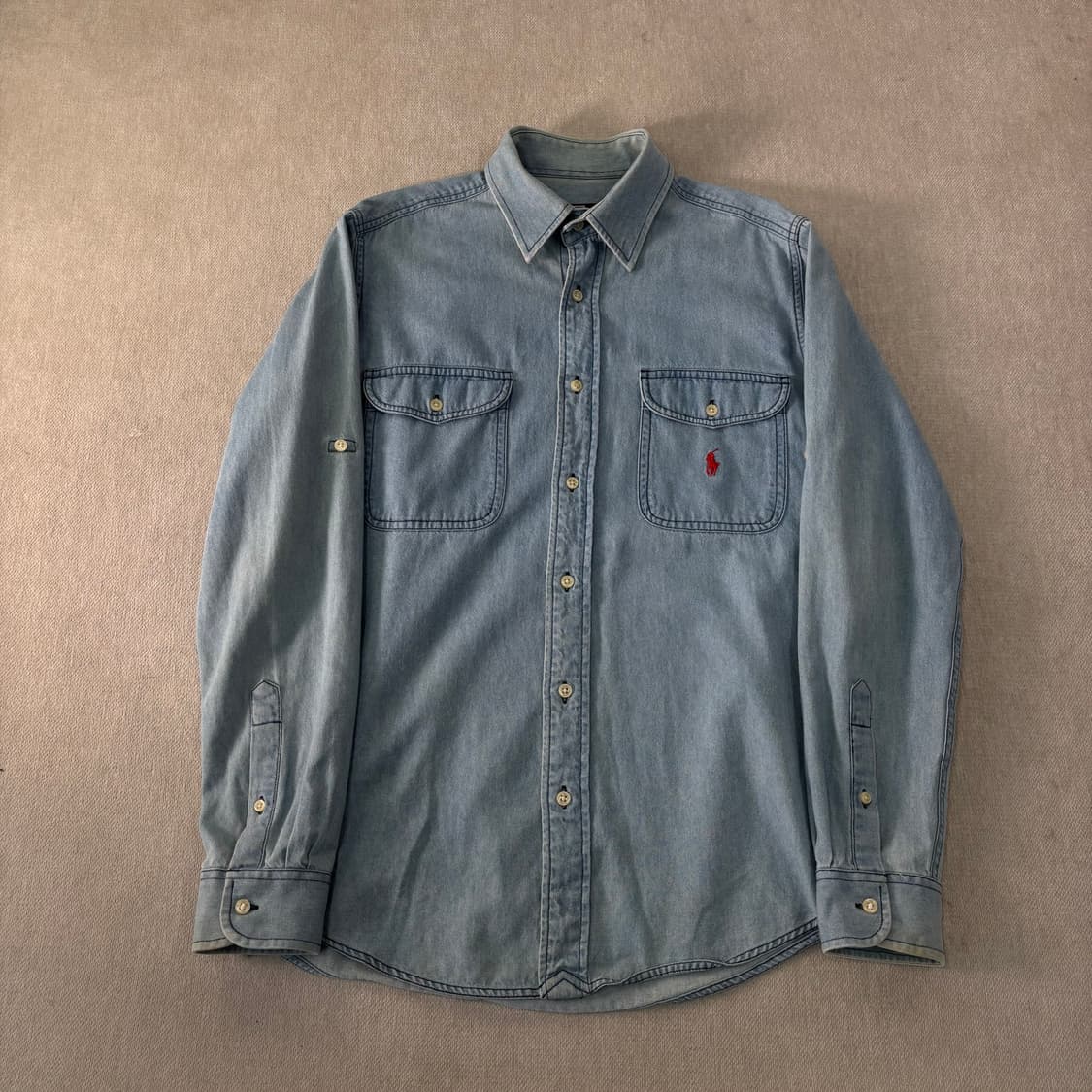 95 폴로랄프로렌 90s 성조기 포니 데님 셔츠 상품이미지1