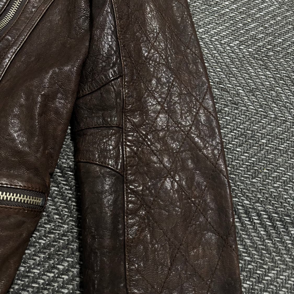 Vegetable sheepskin slim jacket brown 상품이미지5