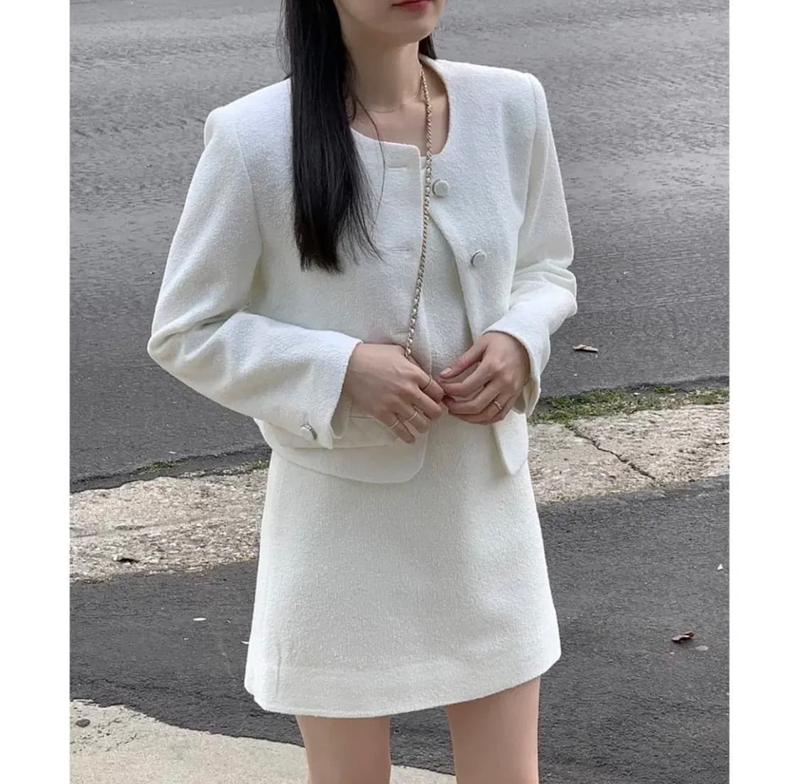 라무어 lamour 자체제작 르에 트위드 자켓 아이보리 상품이미지4