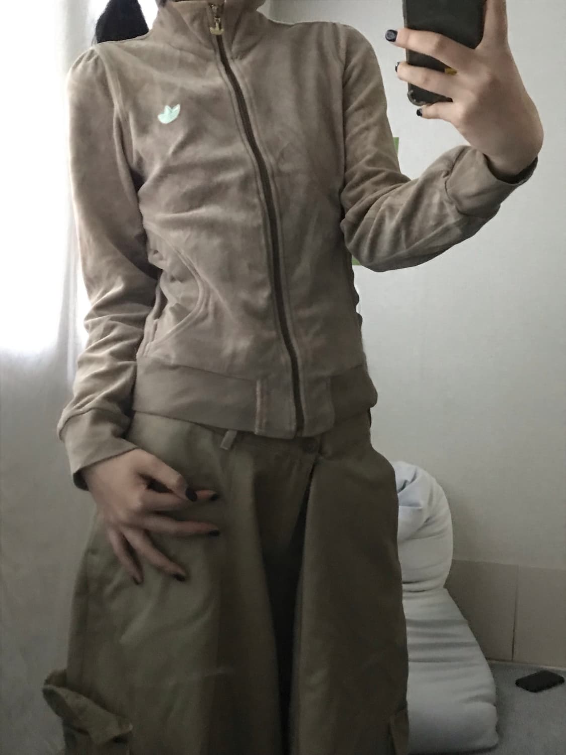 아디다스 베이지 벨벳 집업 상품이미지2