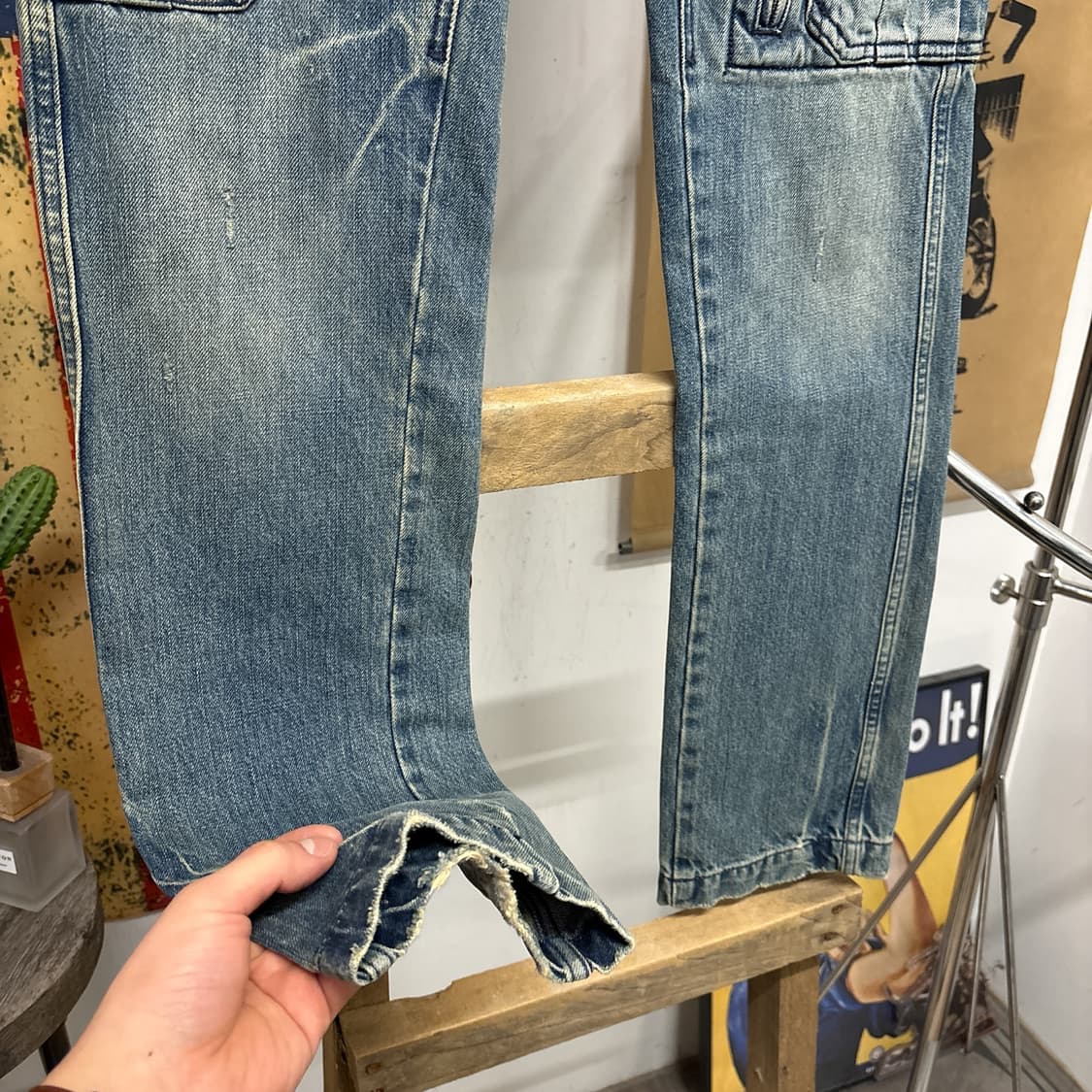 디젤 Y2K 멀티카고 헤비워싱 로우라이즈 데님팬츠 N1043    상품이미지4