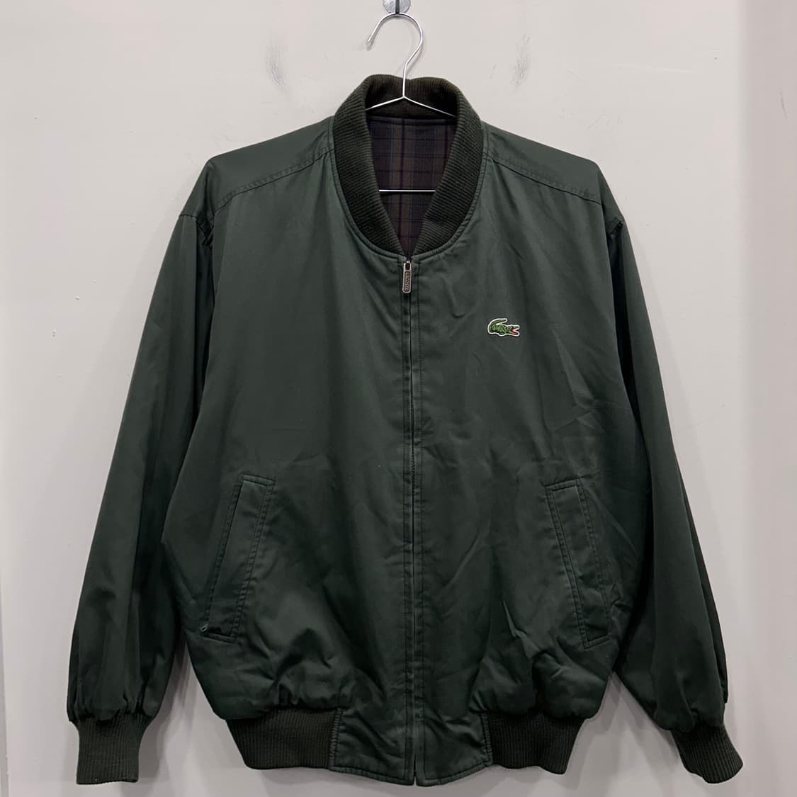 라코스테 리버시블 코튼 체크 숄카라 봄버자켓 상품이미지3