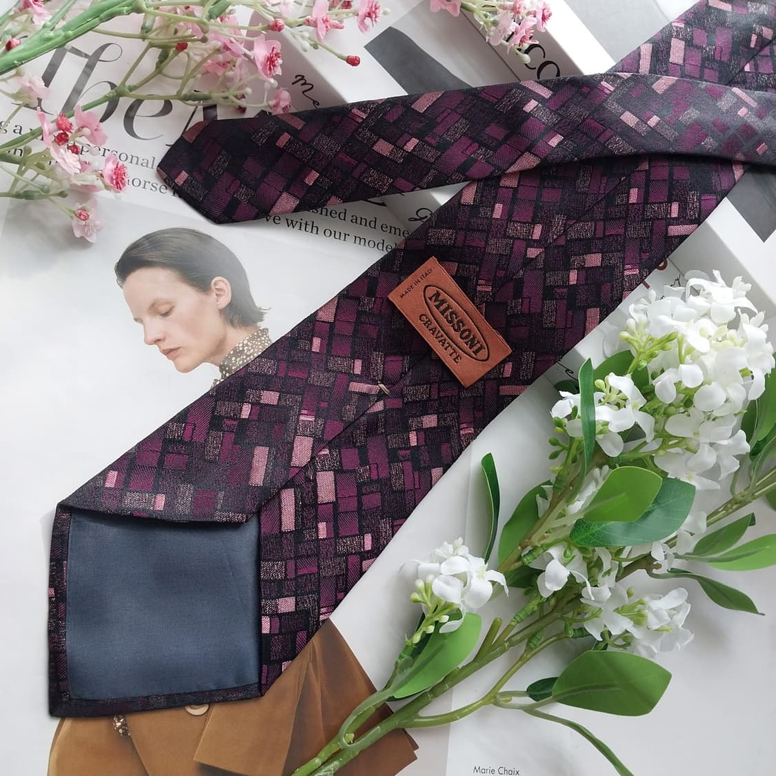 미쏘니 실크 퍼플 믹스 패턴 넥타이 10cm A+등급 K2308 상품이미지5