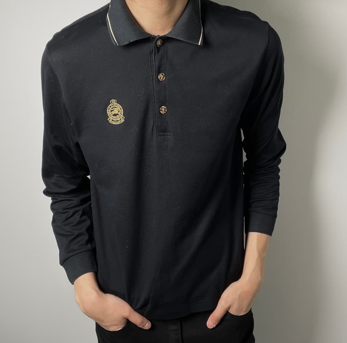 Burberrys 버버리 빈티지 블랙 긴팔 폴로 셔츠 L 상품이미지1