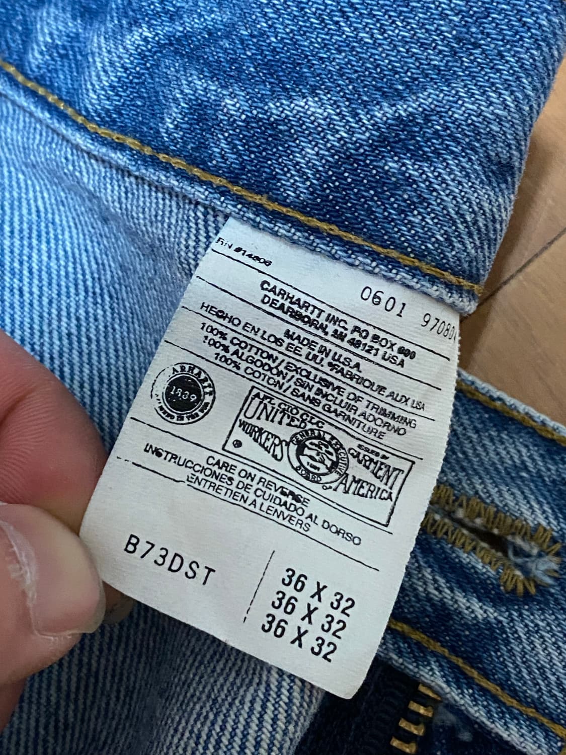 칼하트 Og B73 DST 더블니 데님 카펜터 팬츠 36x32 상품이미지6
