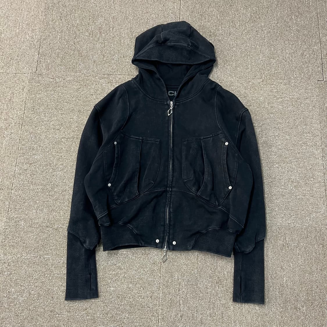 미스치프 빅포켓 워시드 투웨이 후드집업 상품이미지3