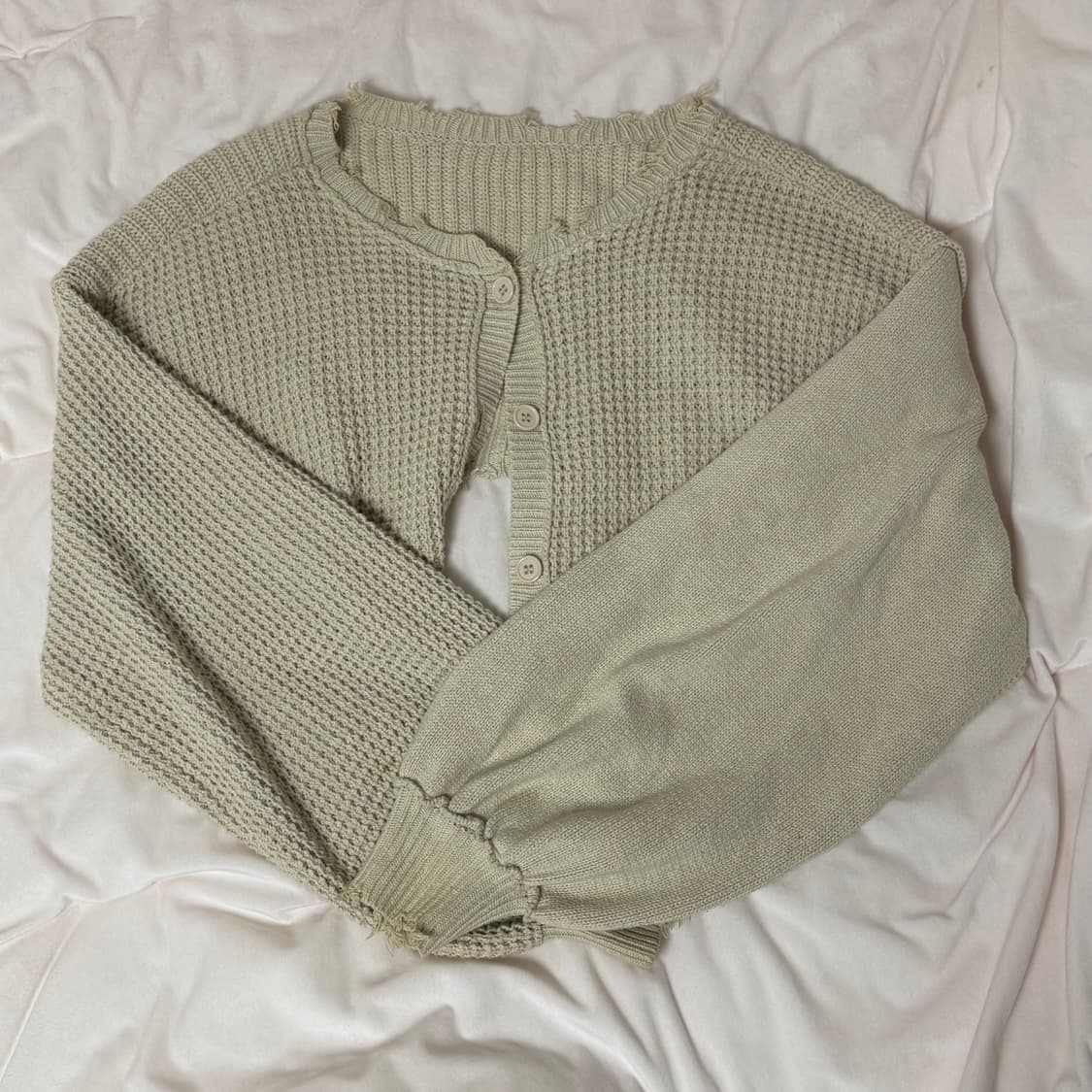 오네갸루/캐쥬얼 오버핏 크롭 볼레로 가디건 베이지 상품이미지1