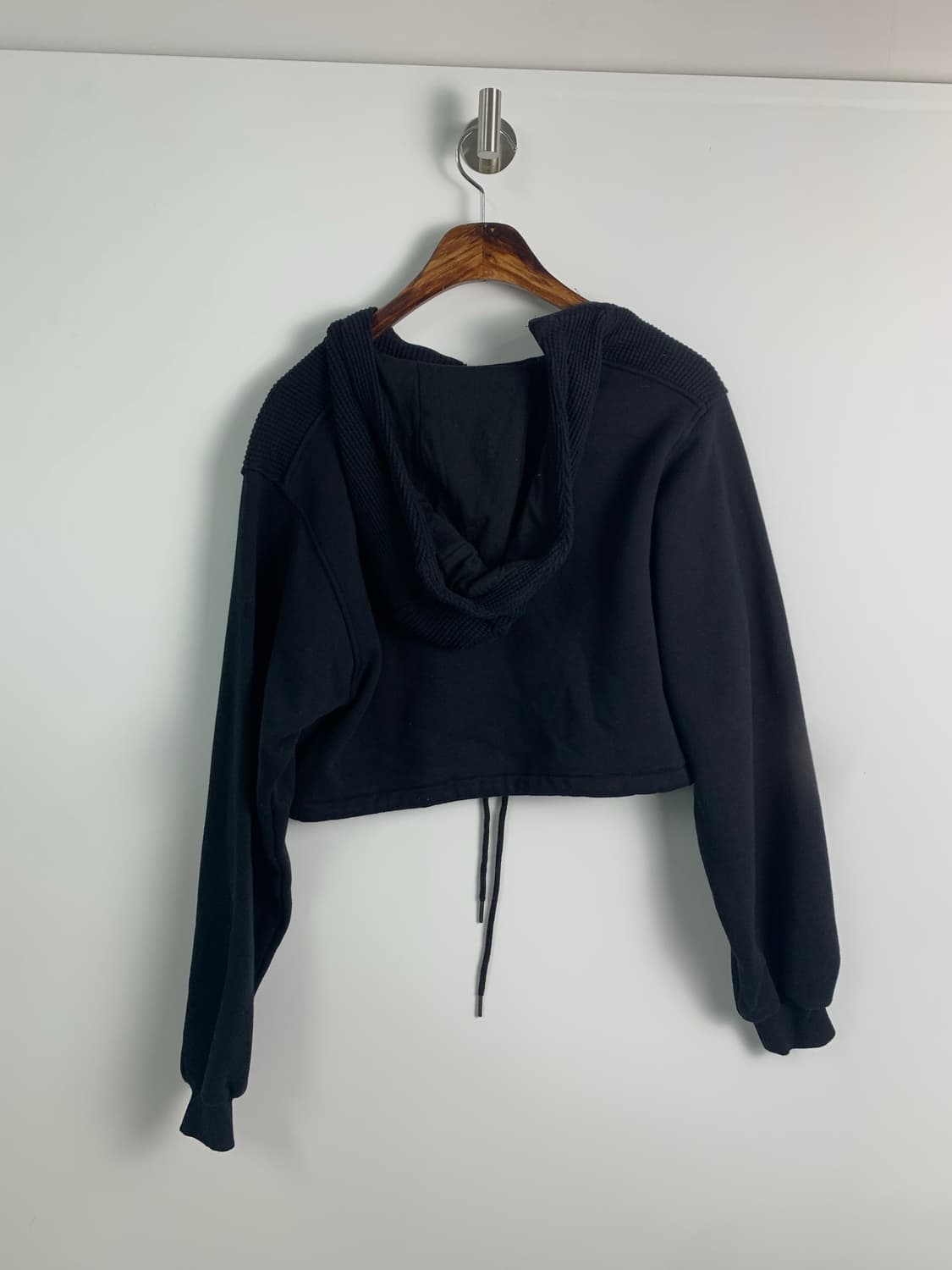 미스치프 사이드집 블랙 크롭 후드티 상품이미지3