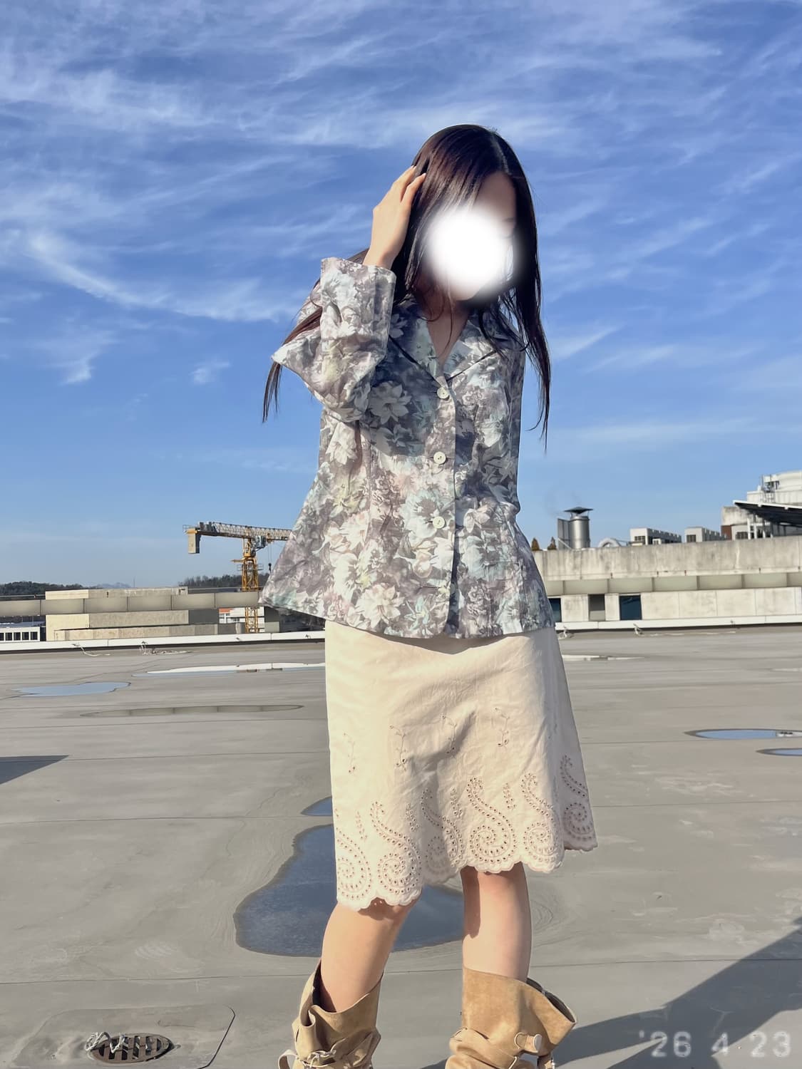 Eyelet Scallop Skirt 베이지 스칼럽 스커트 상품이미지3