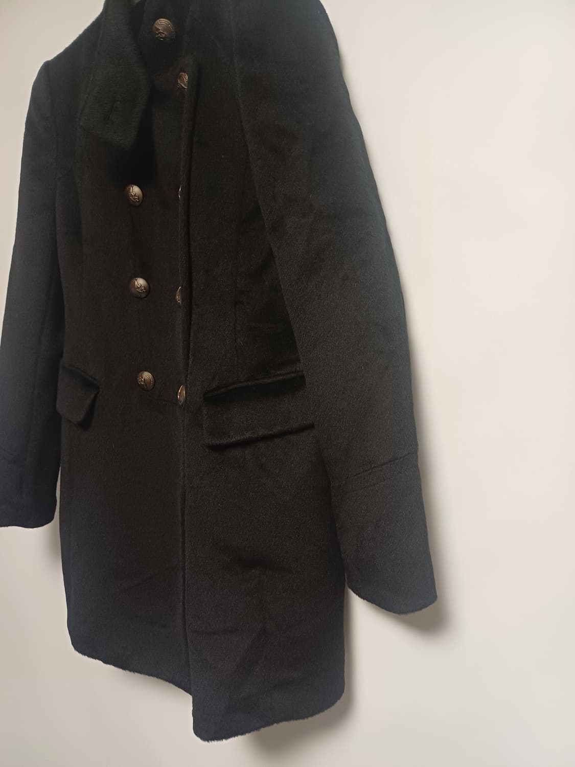 [울 95%] 쉬즈미스 엔틱 버튼 더블 울 코트 (66사이즈/블랙) 상품이미지4