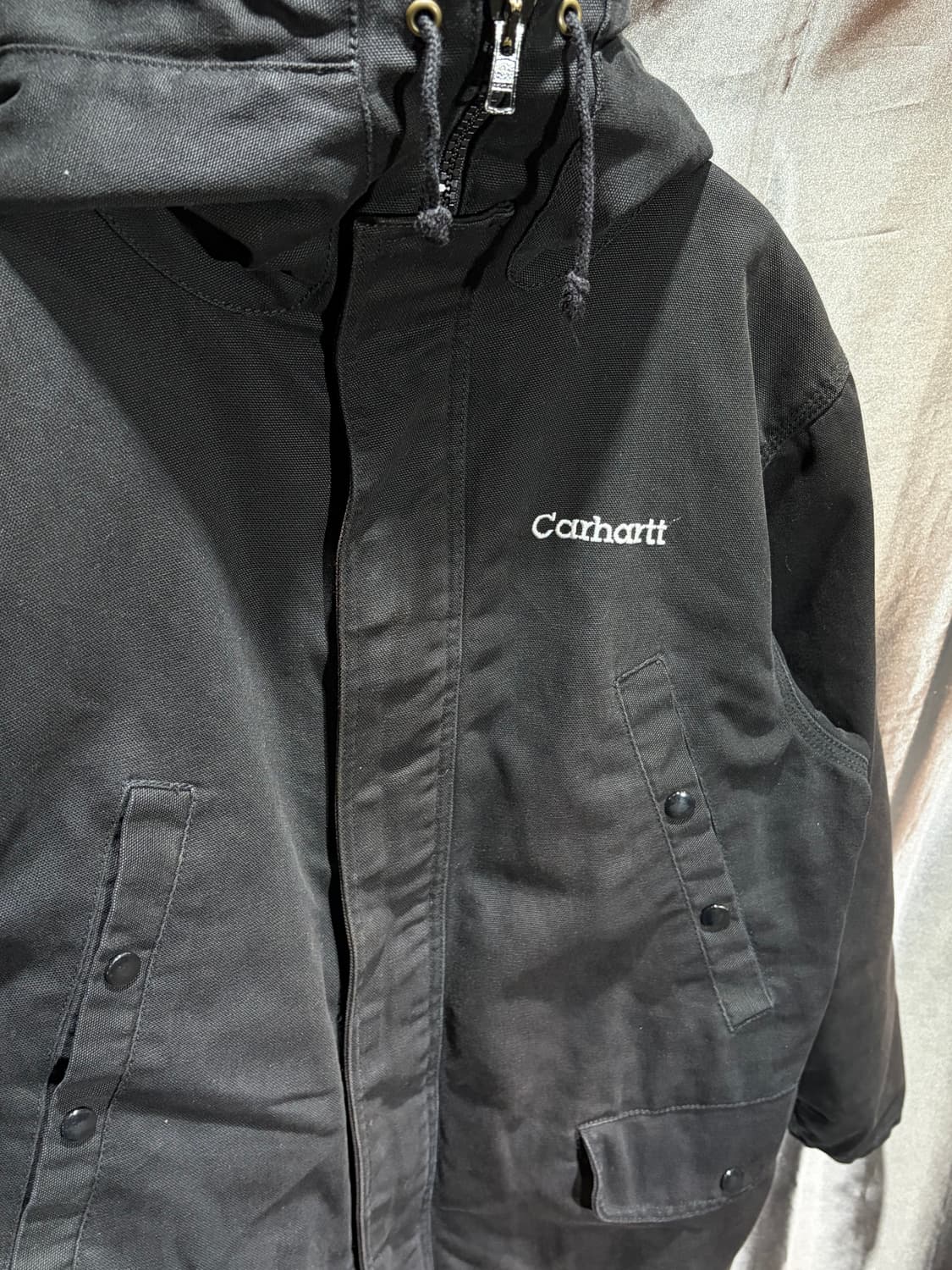 M Carhartt 칼하트 스펠링 하이넥 블랙 야상 상품이미지4