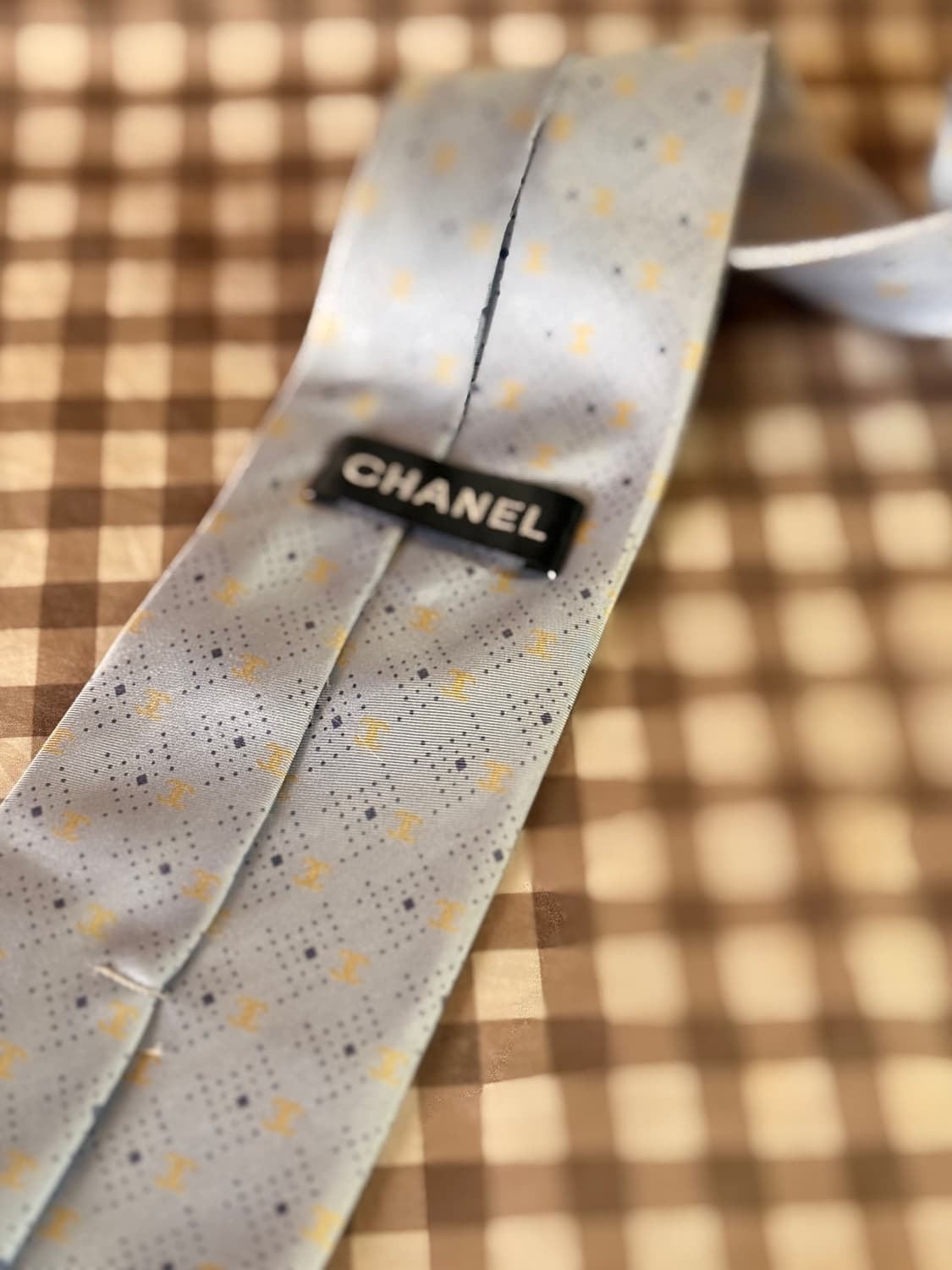 샤넬 실크 넥타이 하늘색 패턴 상품이미지2