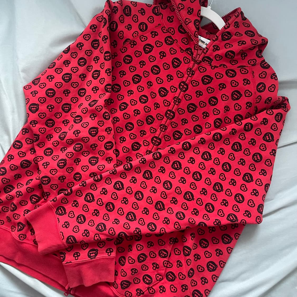 Bape 베이프 레드 미니 베이비 마일로 모노그램 투웨이 후드집업 (M) 상품이미지1