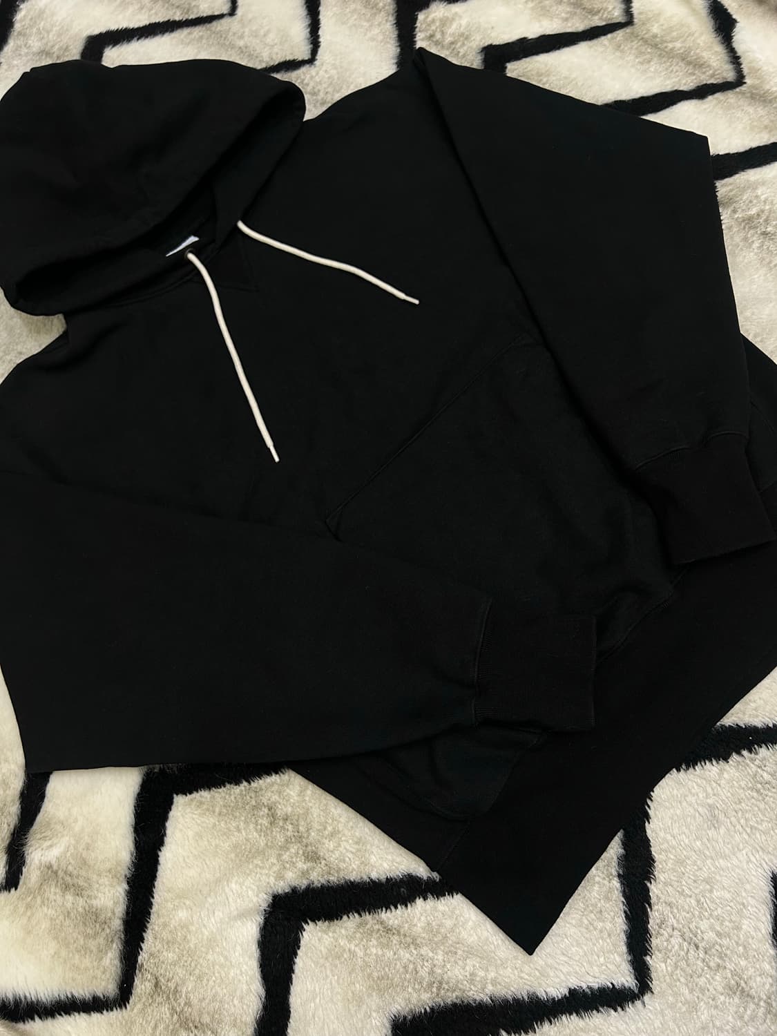 [L]아웃스탠딩 리버스위브 헤비 코튼 후드/블랙 상품이미지2