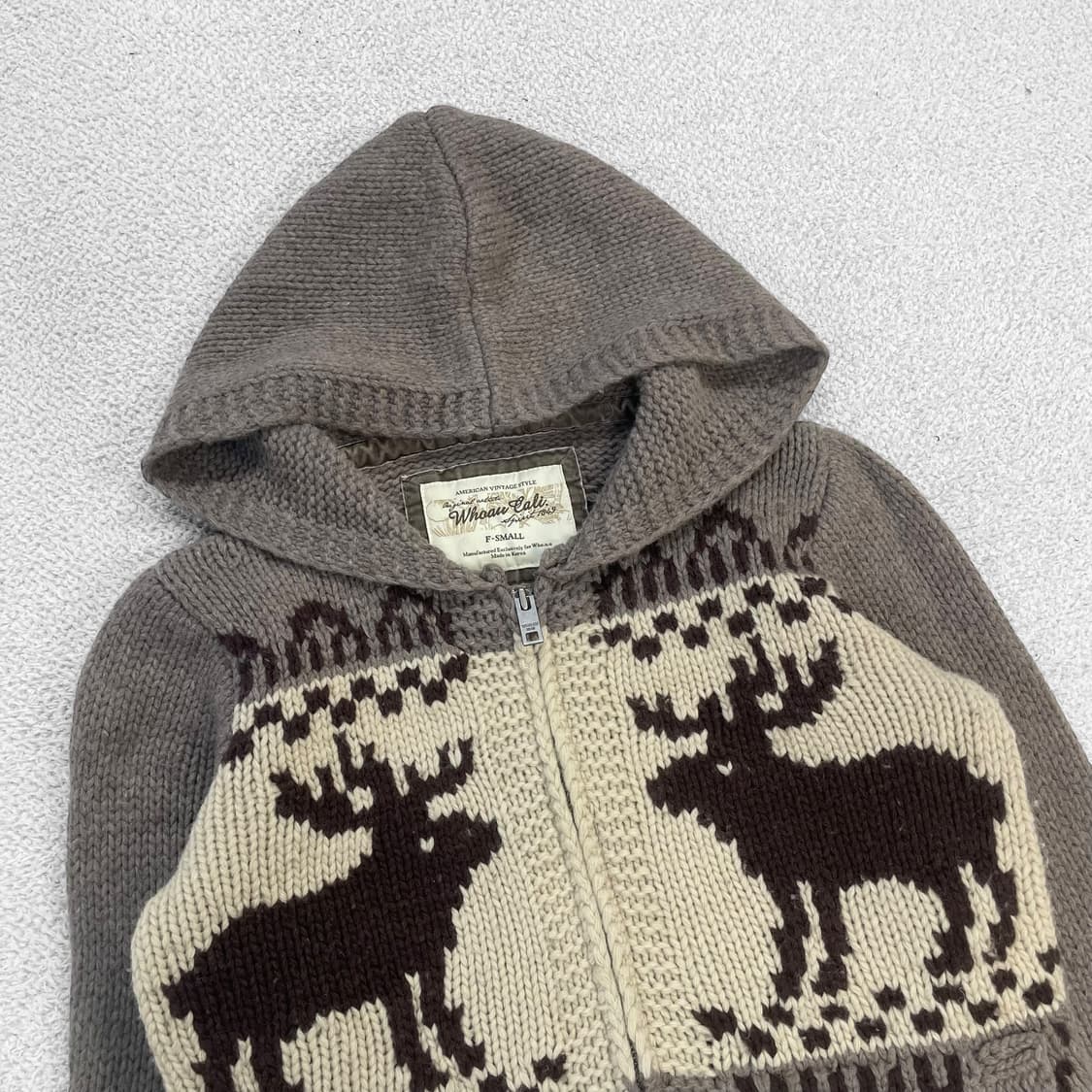 후아유 아메리칸 빈티지 노르딕 코위찬 니트 후드집업 상품이미지3