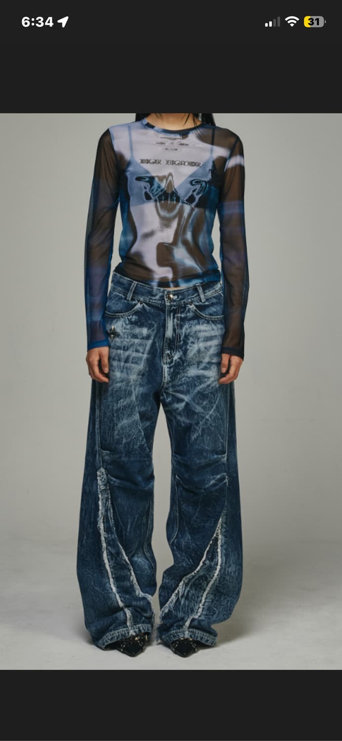 blr 커브드 절개 데님팬츠 상품이미지2