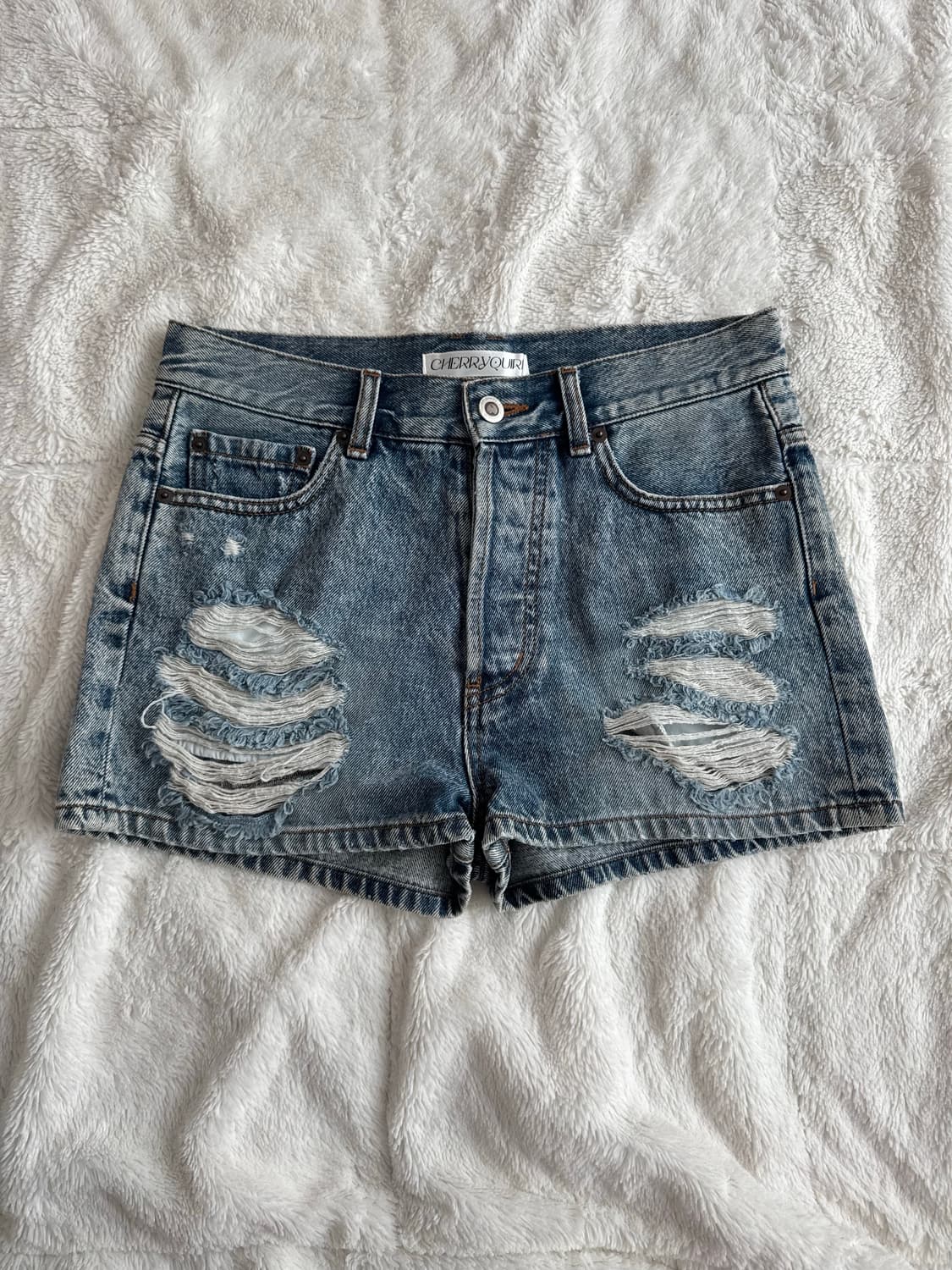 체리퀴리 데미지 데님 쇼츠 2사이즈 상품이미지4