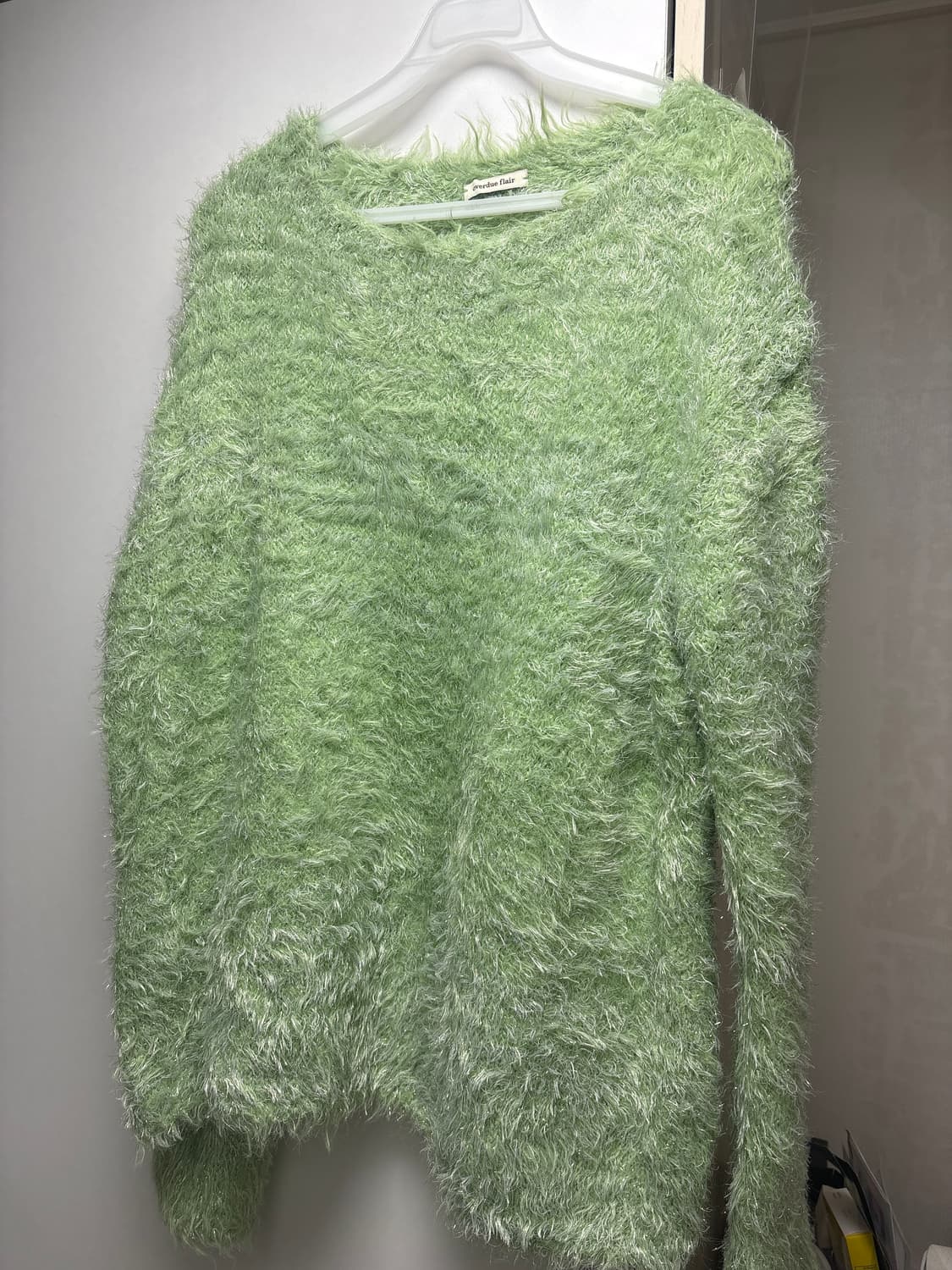 오버듀플레어 헤어리 글리터 니트 라임그린 상품이미지5