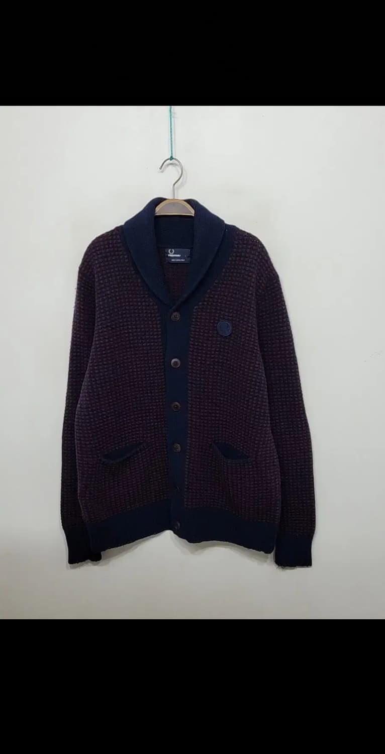 (L) 프레드페리 가디건 숄카라 와플패턴 램스울 매장판  상품이미지1